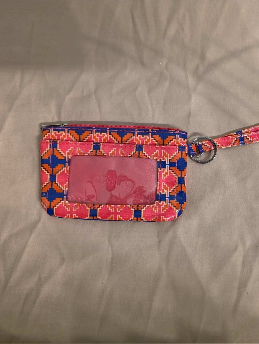 Pink Geometric Wristlet Card Holder